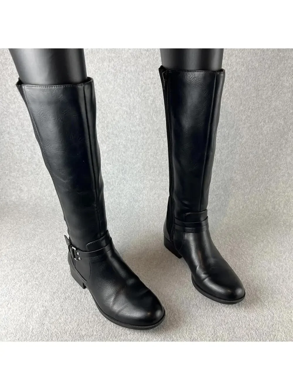Women Boots Size 6.5 Life Stride Faux Leather Comfort Sole Black
